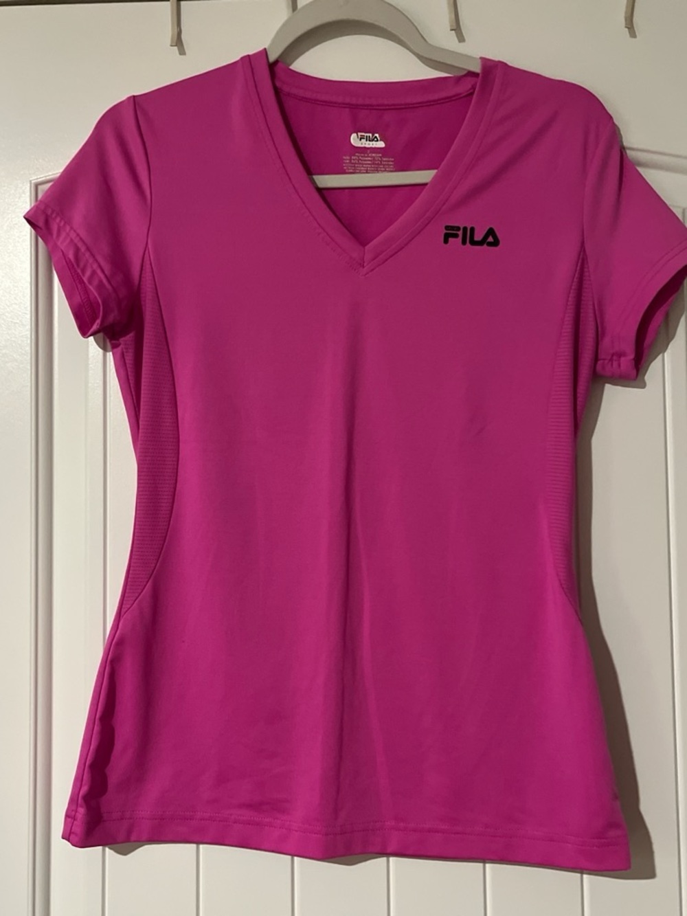 Fila Women's Short Sleeve V-Neck Tee in Hot Pink